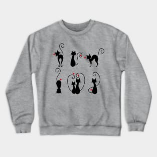 Cats 3 Black and red hearts Crewneck Sweatshirt